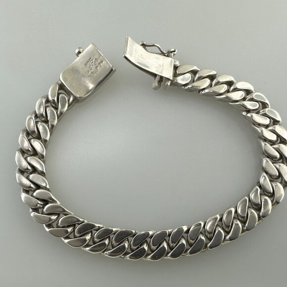 925 Sterling Silver Men's Heavy Cuban Chain Bracelet - 8.5", 49.32g - Picture 5 of 10